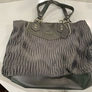 Coach gray satin purse
